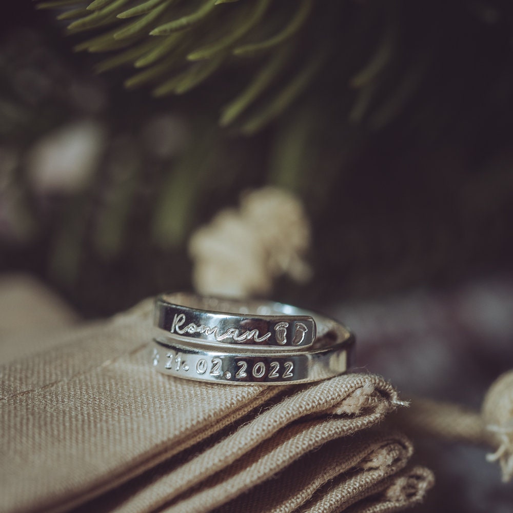 Mummy's First Christmas Sterling Silver adjustable wrap ring