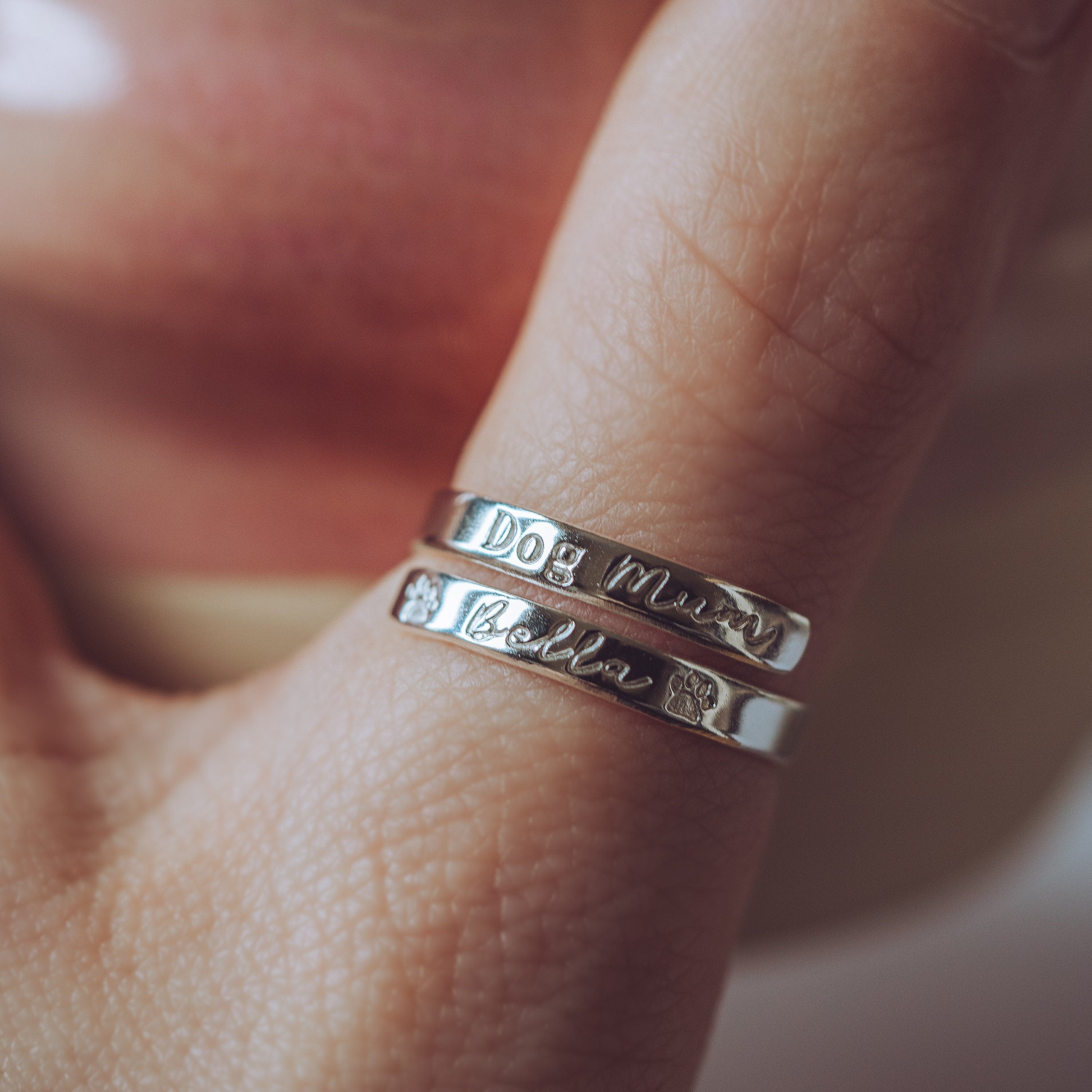 Dog Mum Sterling Silver personalised wrap ring