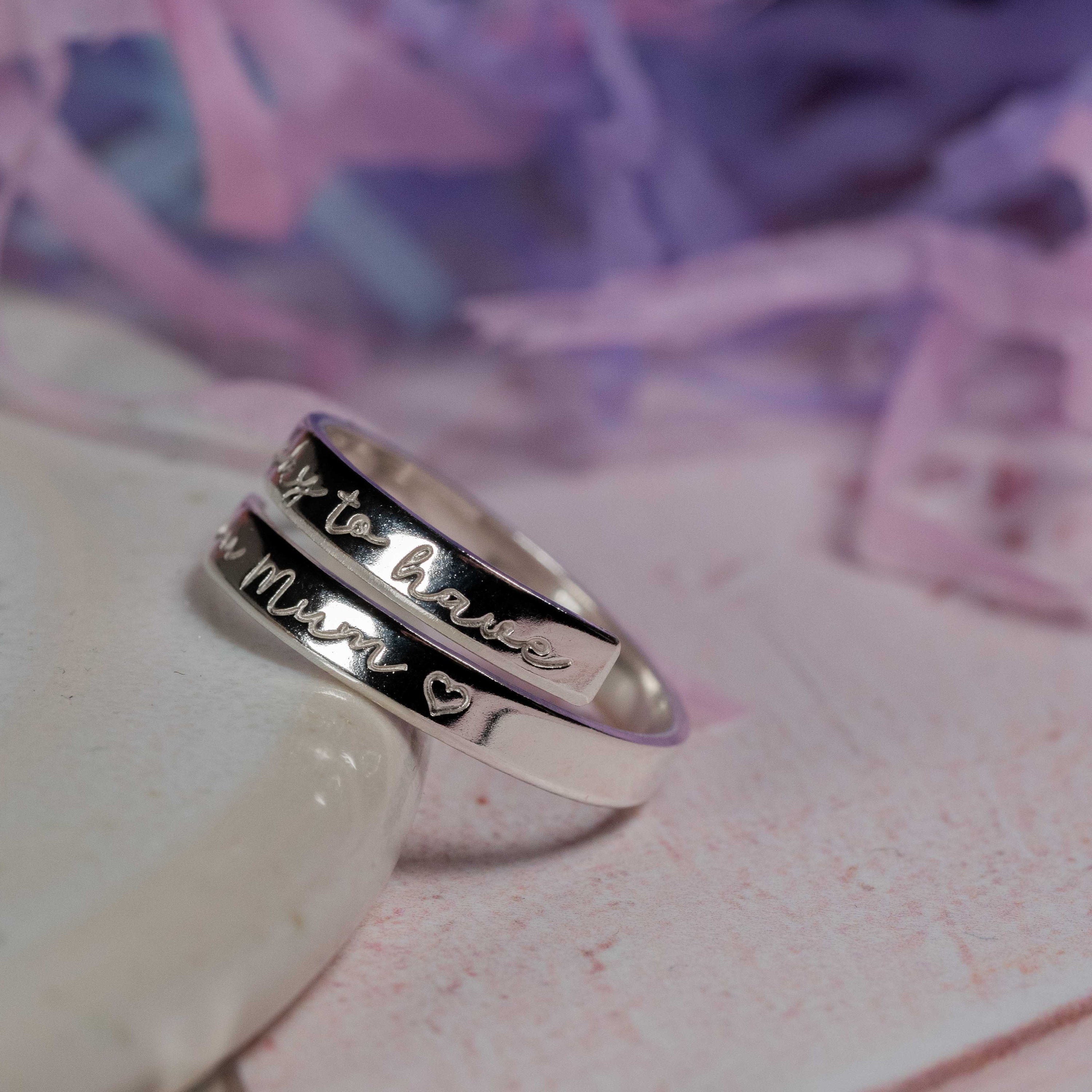 So Lucky to Have You Mum Sterling Silver Adjustable Wrap Ring