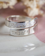 Thirty Birthday sterling silver adjustable wrap ring gift