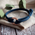 Initials Copper washer Navy Paracord Bracelet
