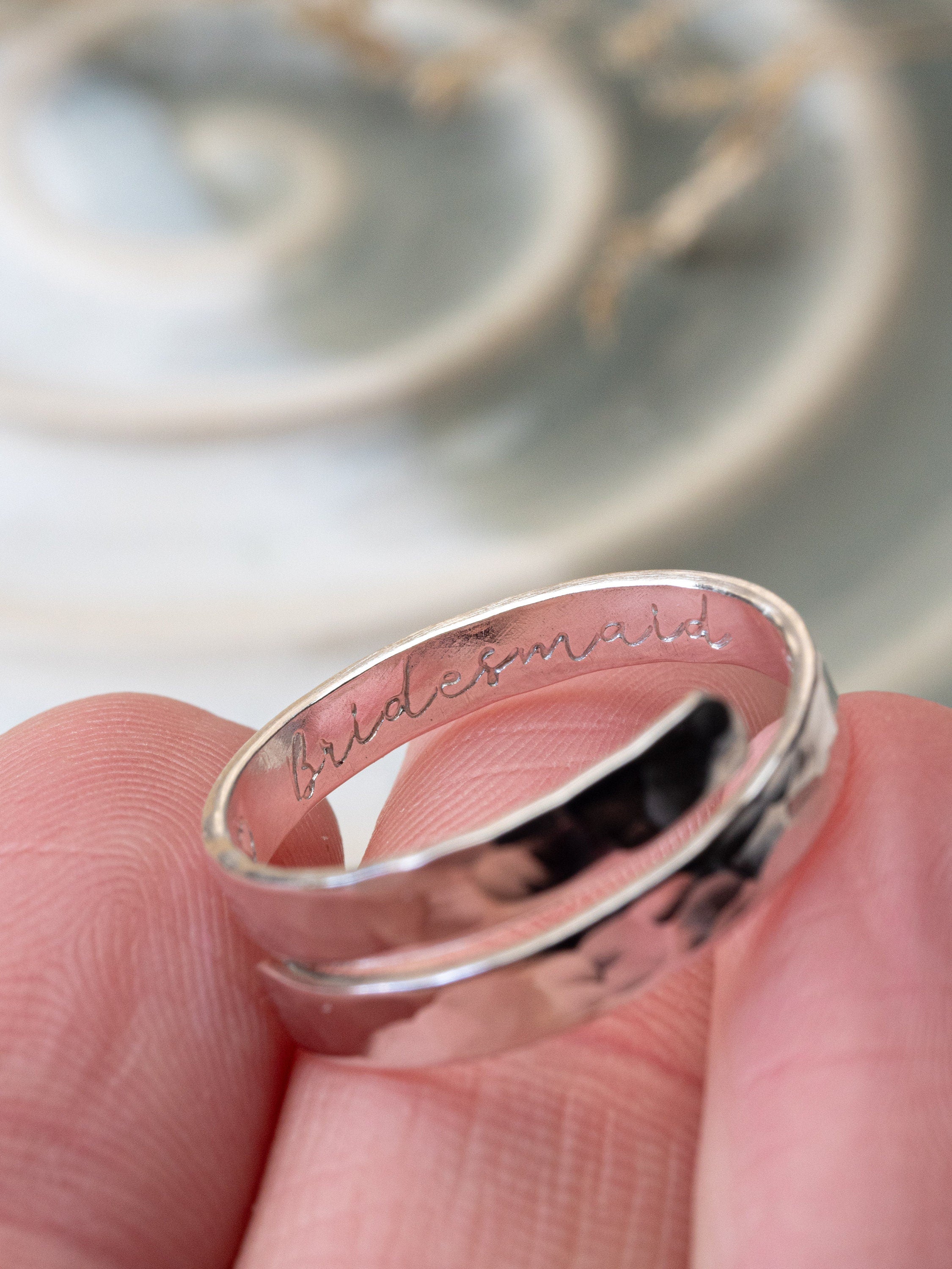 Bridesmaid Personalised Sterling Silver Adjustable Wrap Ring