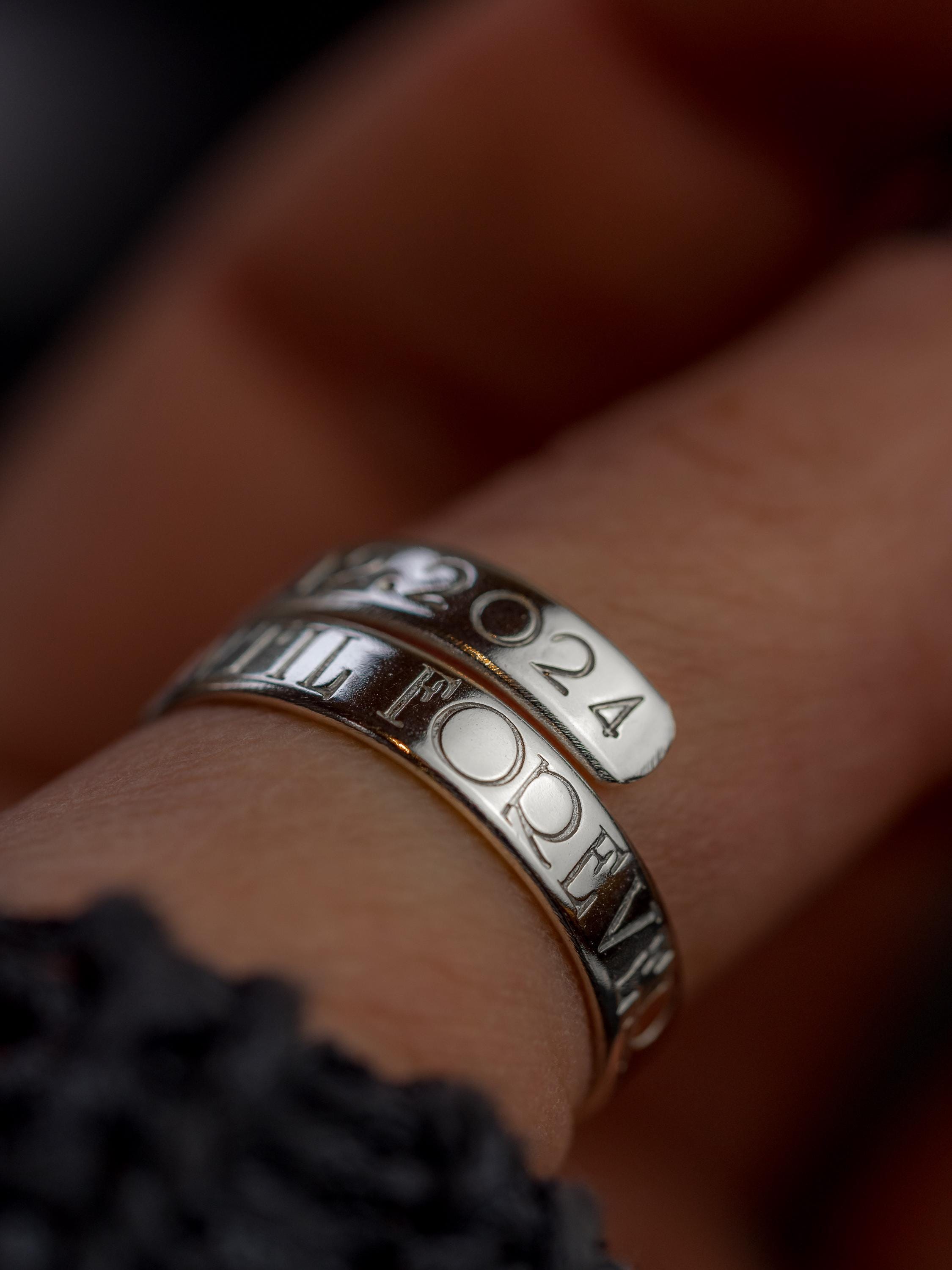 Until Forever Personalised Sterling Silver Adjustable Wrap Ring