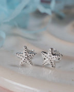 Sterling silver StarFish earrings studs present gift birthday for her real mothers day jewellery summer seaside beach friend fashion 925
