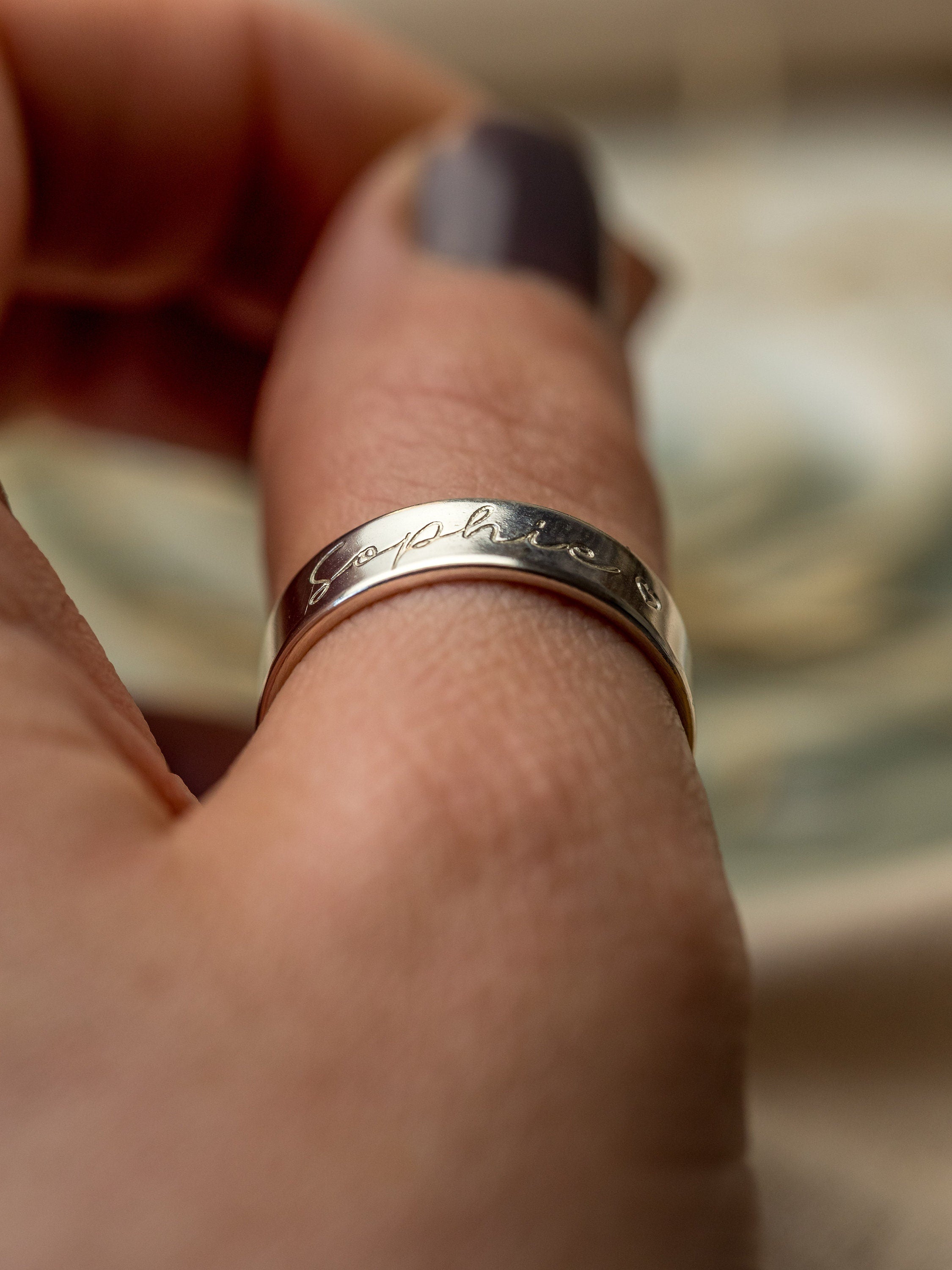 Single band Personalised Sterling Silver Adjustable Ring