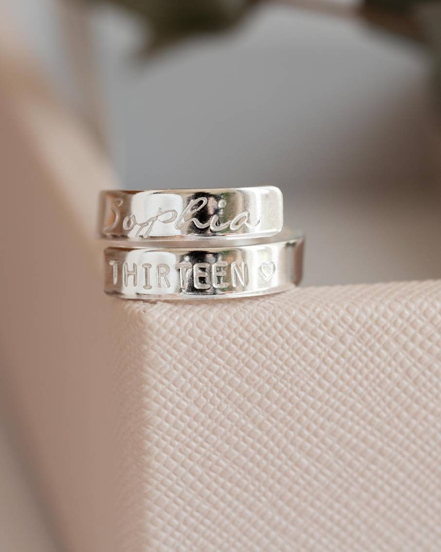 13th Birthday Sterling Silver Adjustable Wrap Ring