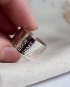 I am brave kind strong enough Sterling Silver adjustable open ring