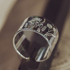 Sterling Silver chunky Wild Flowers adjustable ring