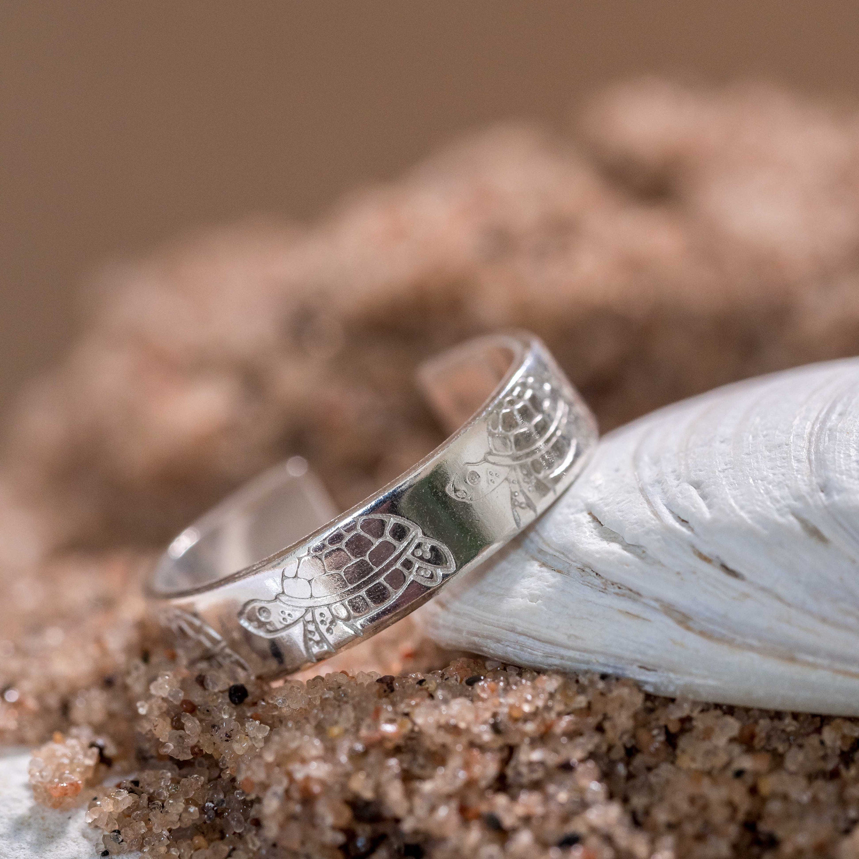 Sterling Silver Turtle toe ring adjustable summer band 925 hand stamped mum ladies womens gift present birthday holiday jewellery beach sea