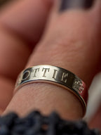 Pet Name Personalised Sterling Silver single band adjustable Ring