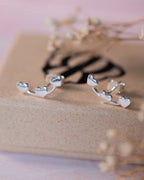 Valentines Sterling Silver Heart creeper earrings crawler climber studs .925 present gift birthday for her dainty jewellery love fashion mum