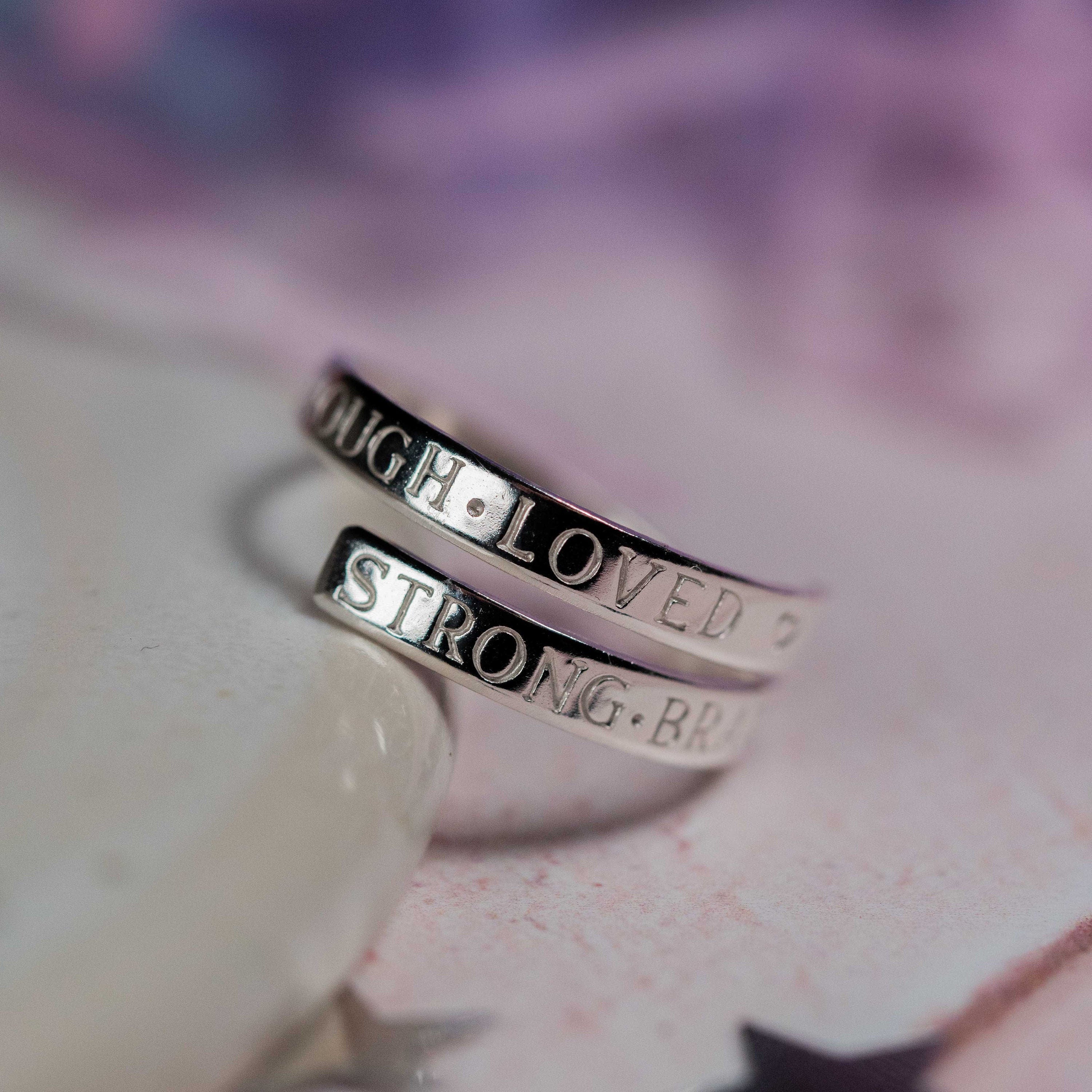 I am strong worthy capable enough loved Sterling Silver adjustable ring