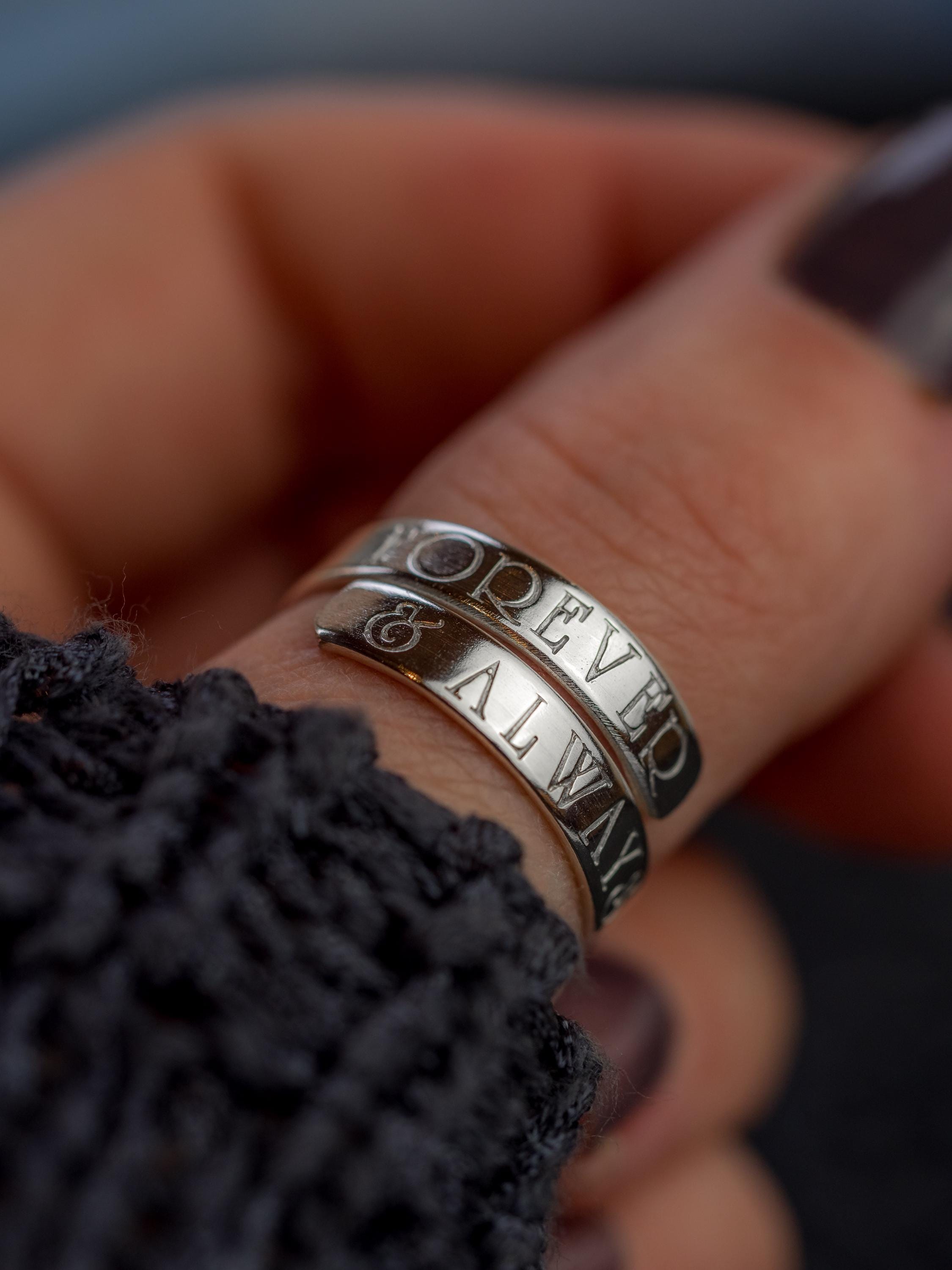 Forever & Always Personalised Sterling Silver Adjustable Wrap Ring