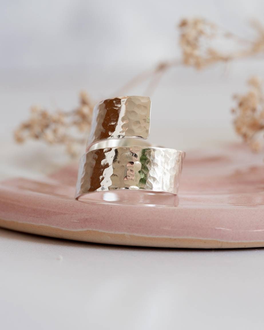 Chunky Hidden Message Sterling Silver Adjustable Wrap Ring