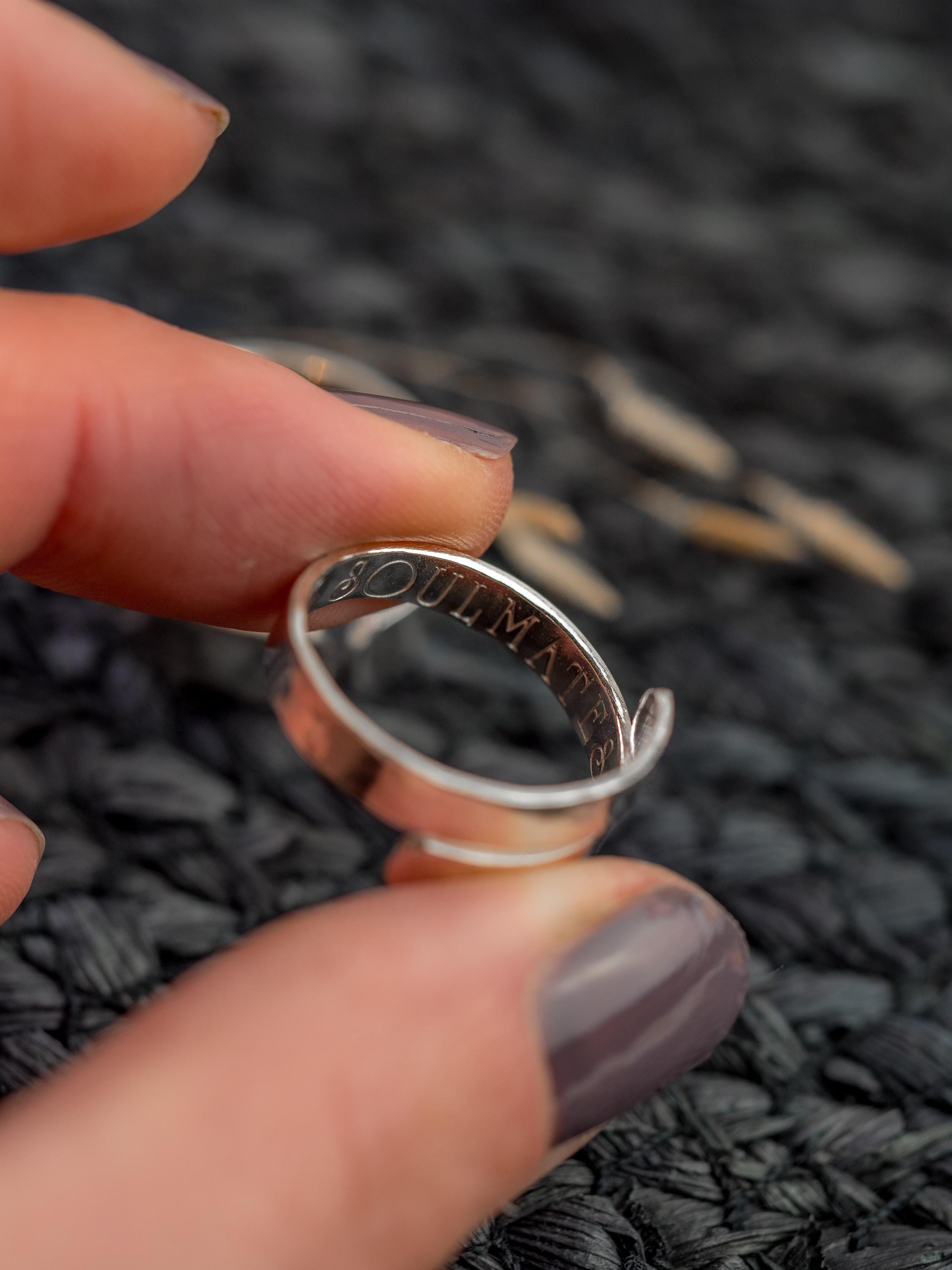 SOULMATES adjustable sterling silver wrap ring SET