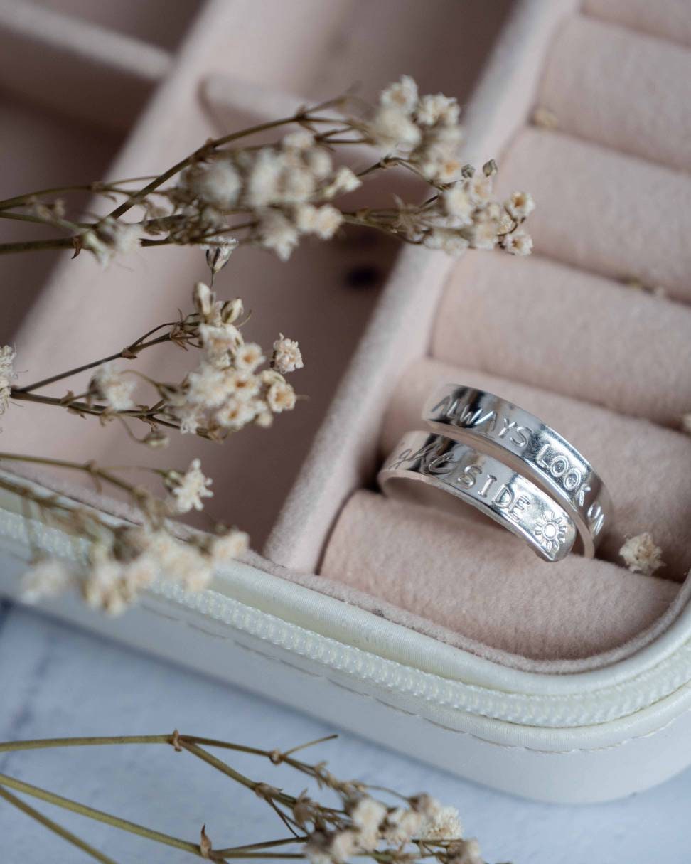 Always look on the bright side Sterling Silver adjustable wrap ring