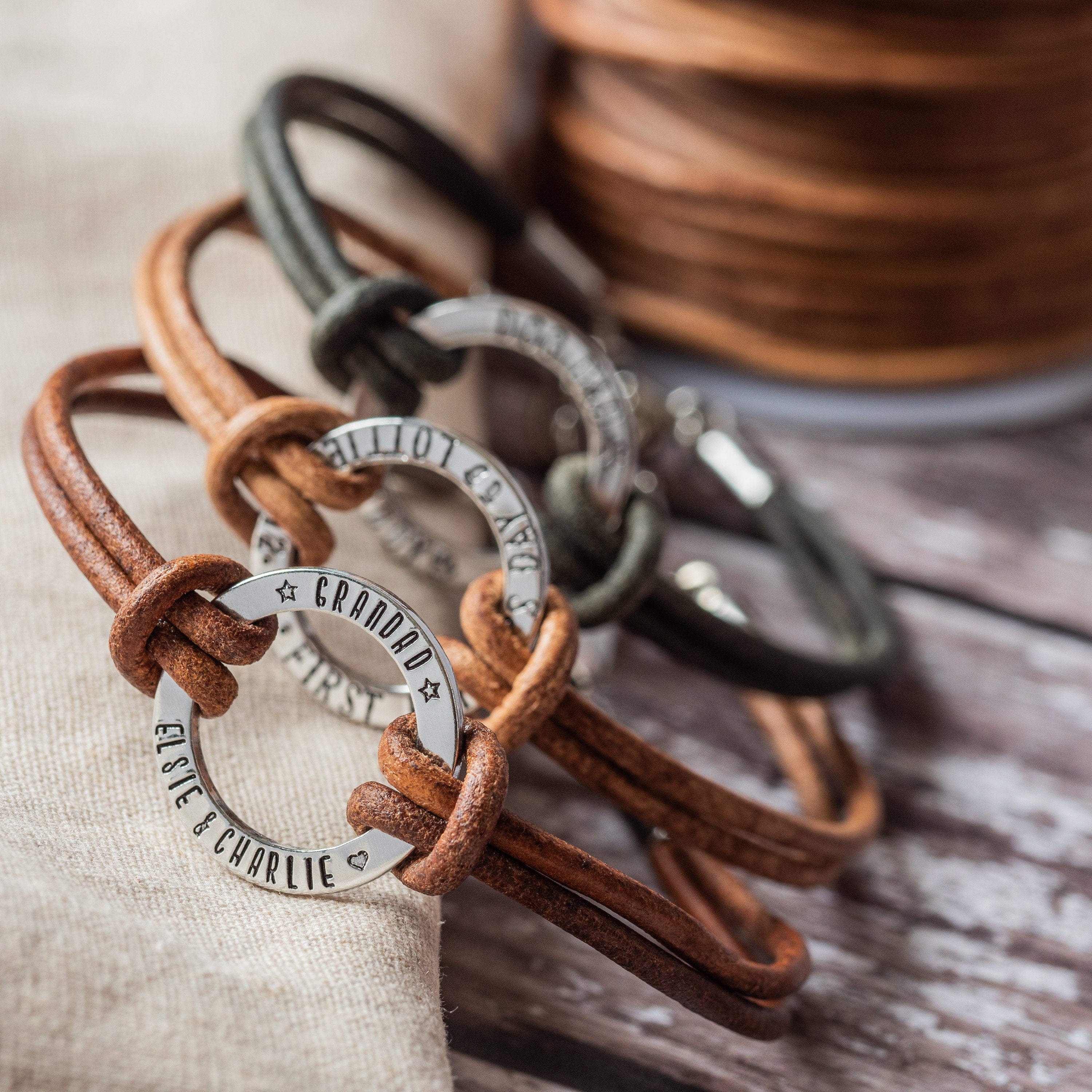Personalised Mens Real Leather Bracelet