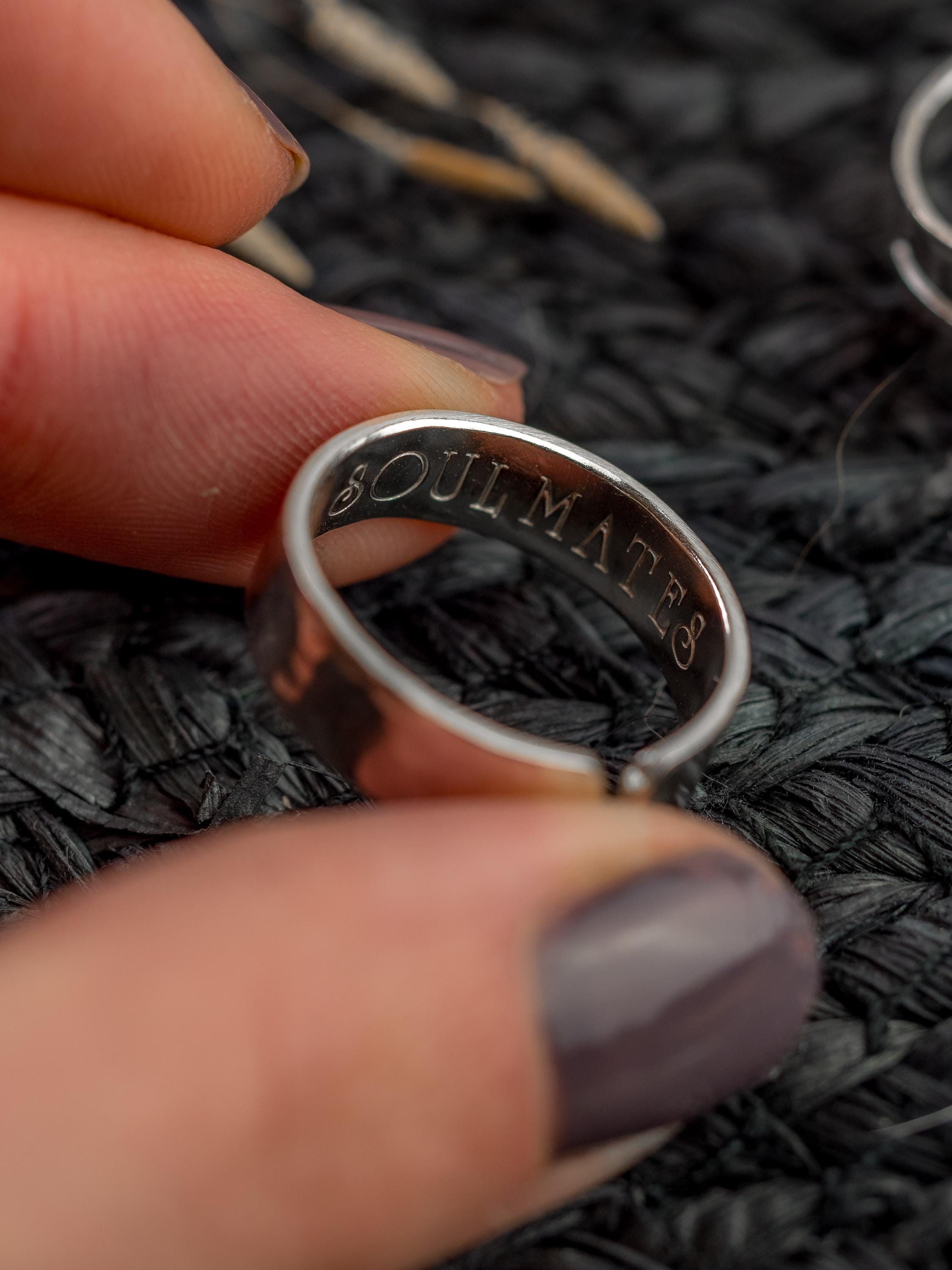 SOULMATES Men’s personalised sterling silver adjustable ring