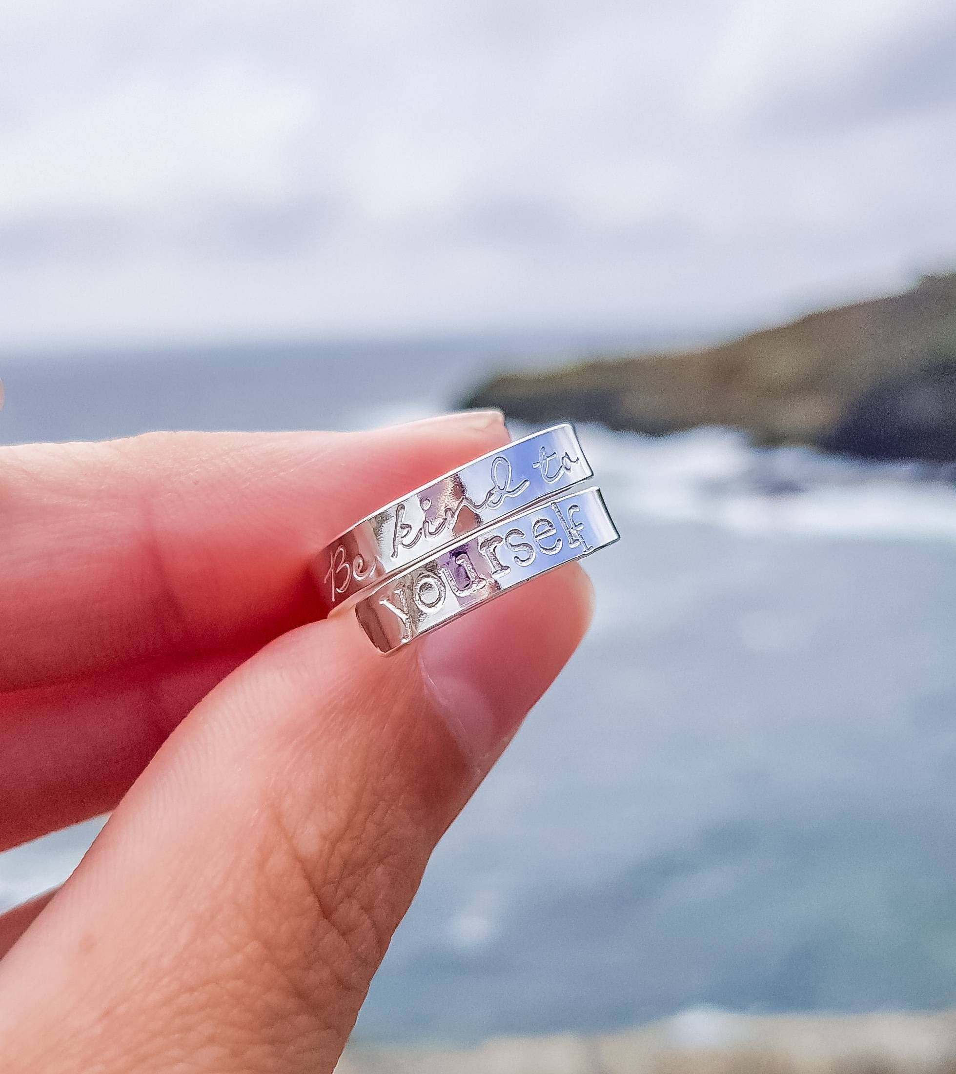 Be Kind to Yourself Sterling Silver Adjustable Wrap Ring
