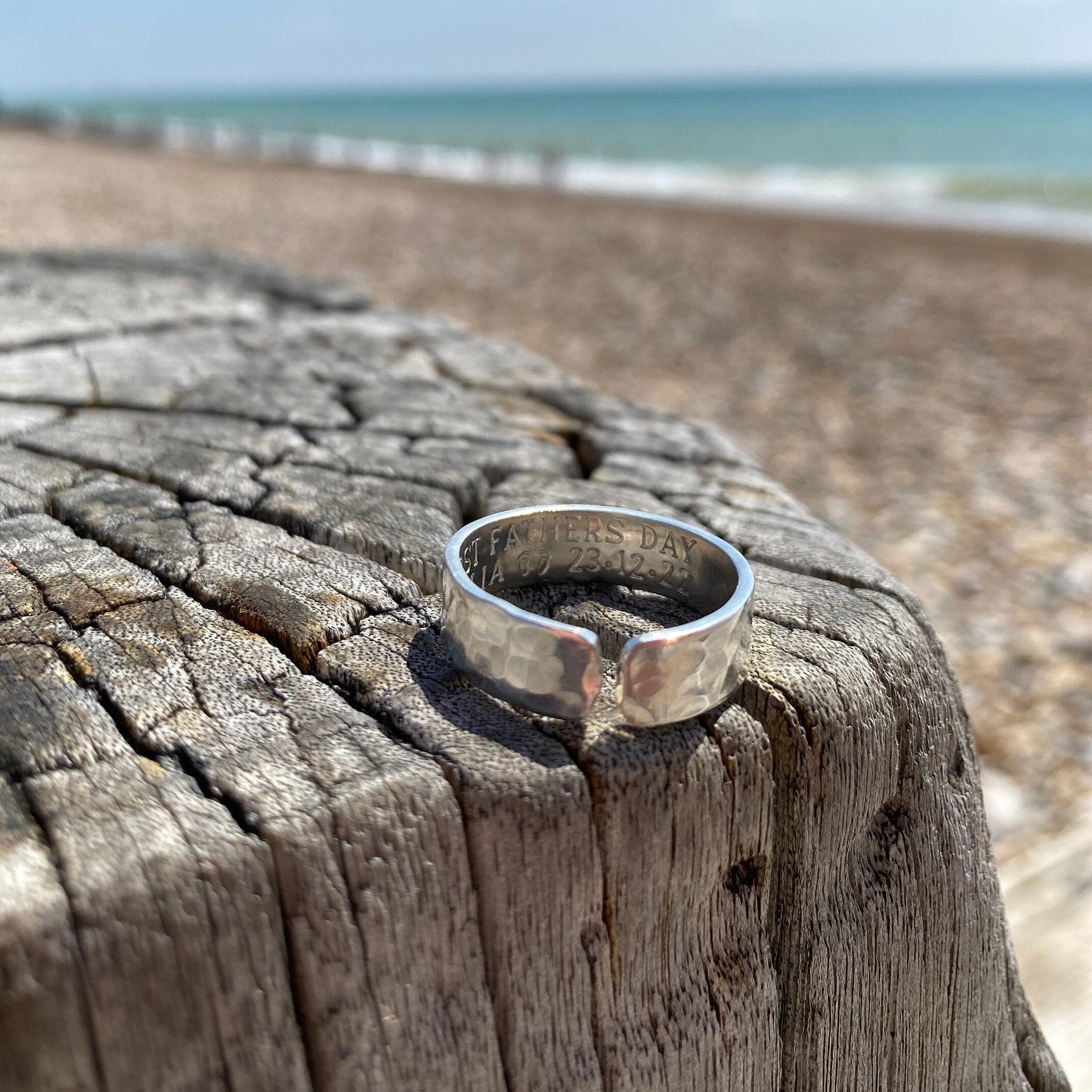 First Fathers Day  Sterling Silver adjustable open ring