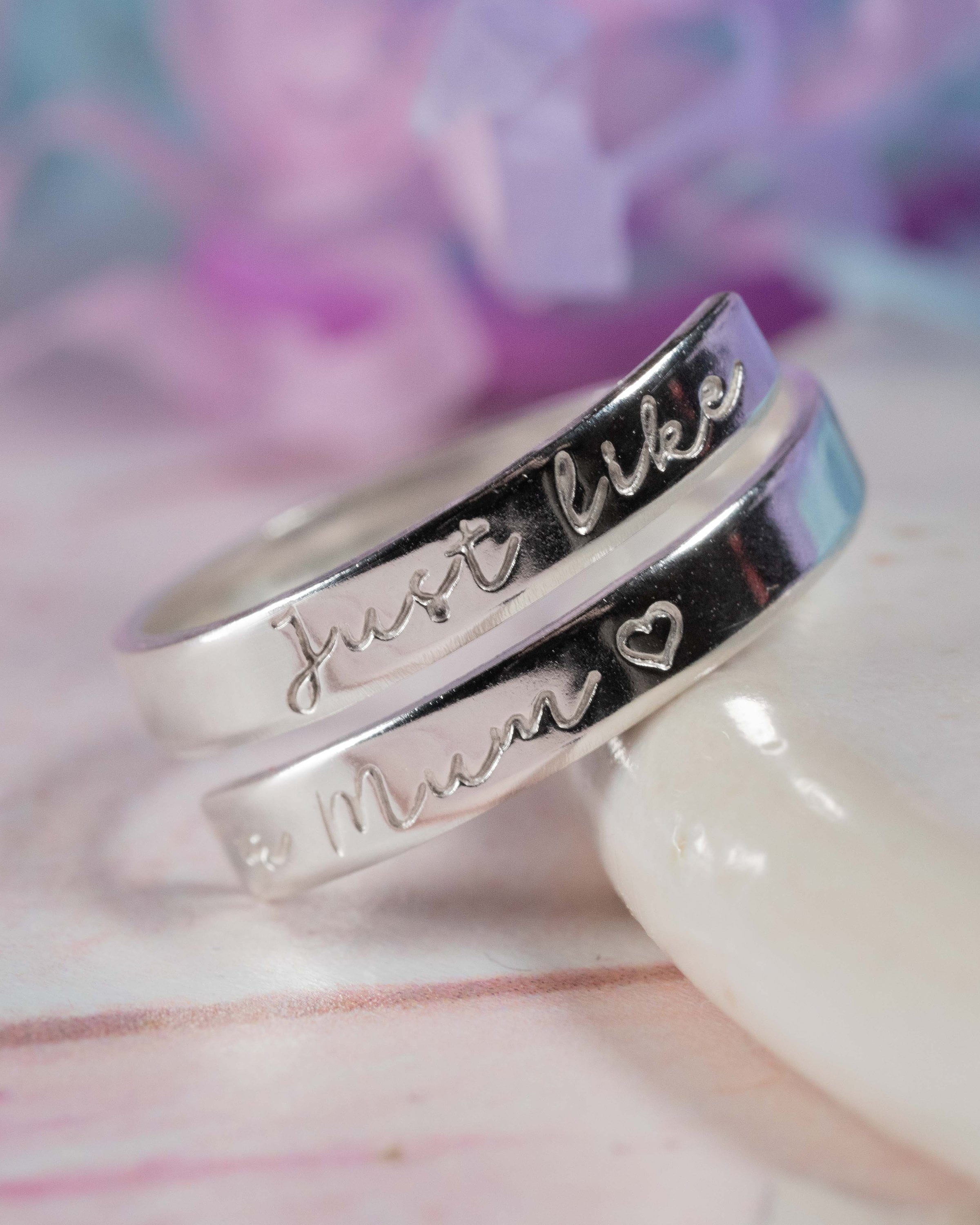 Just like a mum adjustable sterling silver wrap ring