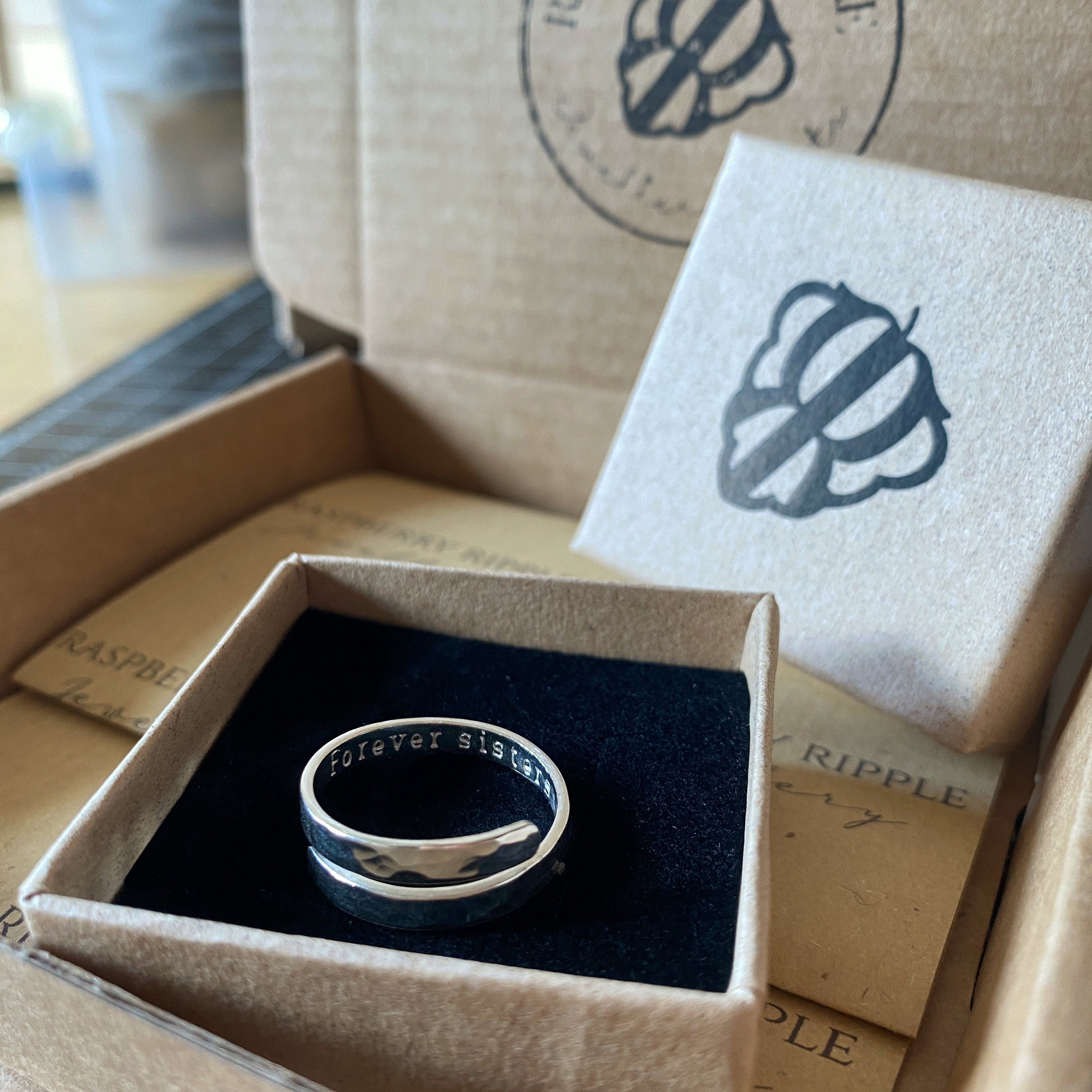 Sister Personalised Sterling Silver Adjustable Wrap Ring