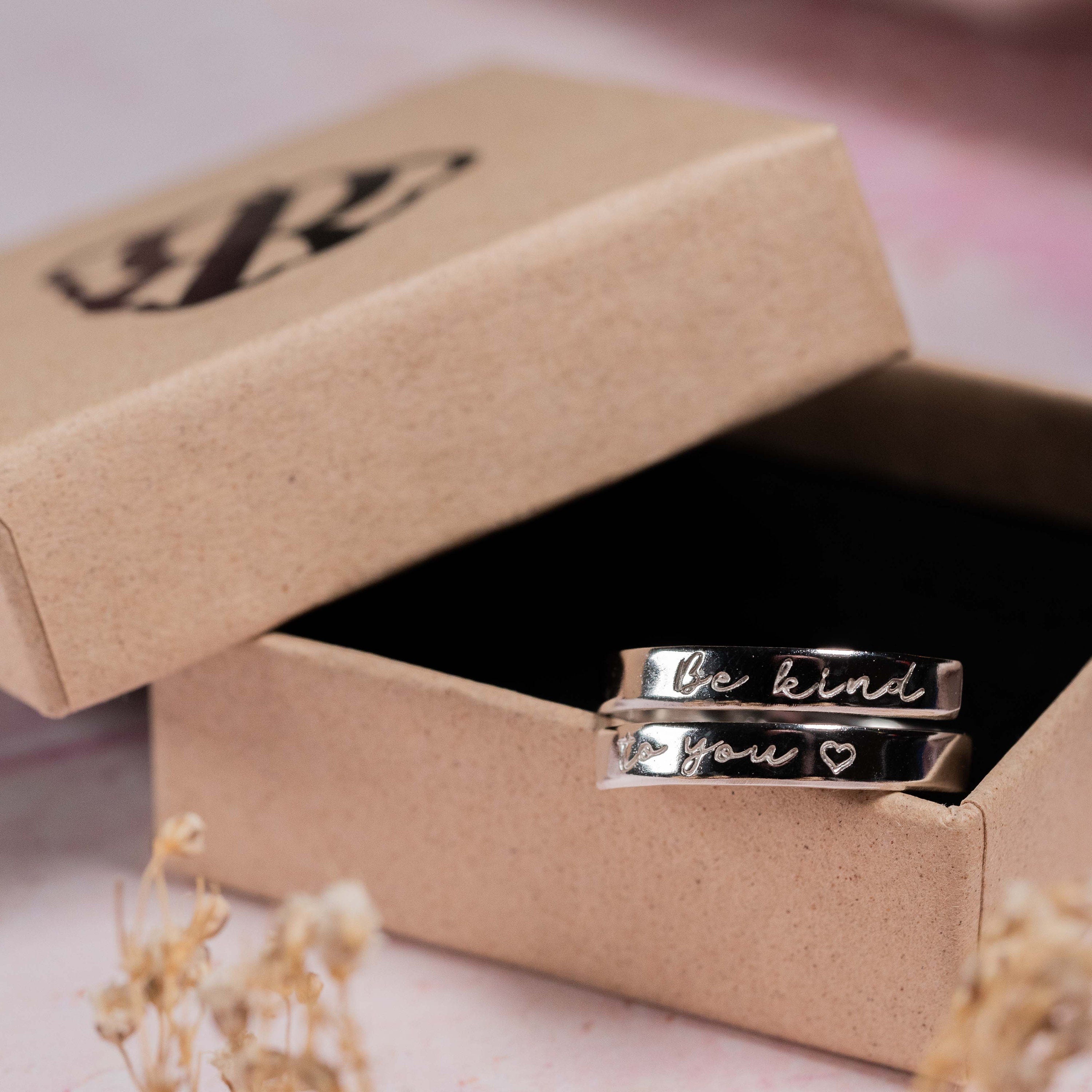 Be kind to you .925 Sterling Silver adjustable dainty wrap around ring daily reminder stamped ladies gift selfcare positive affirmation