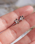 Sterling Silver flower earrings studs 925 gift Christmas present for her 3d real puff nanny grandma mum sister auntie pretty floral