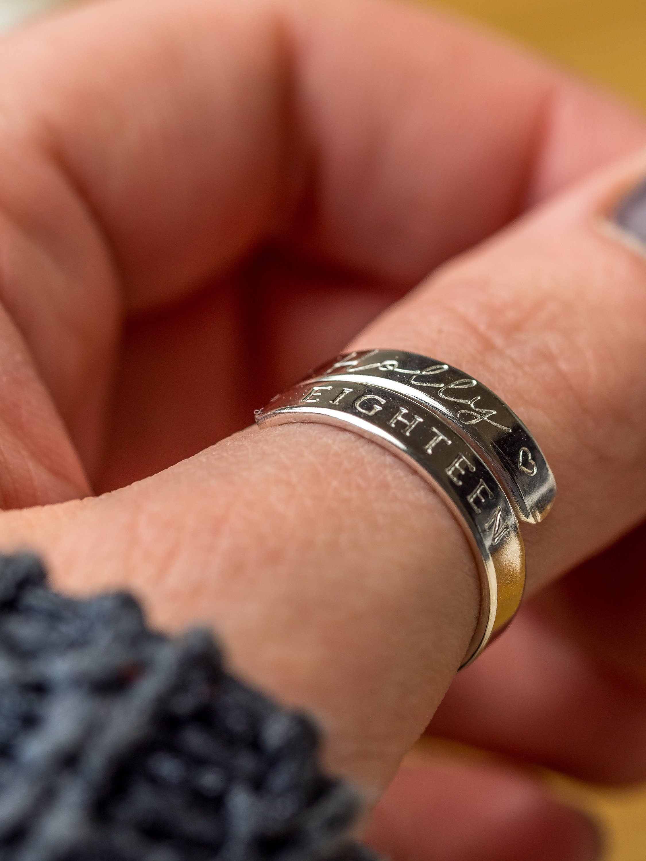 18th Birthday Sterling Silver wrap around adjustable ring