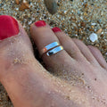 Hammered toe ring Sterling Silver wrapped adjustable summer band 925 ladies womens gift present birthday holiday jewellery beach