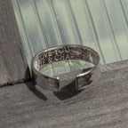 Mens secret message .925 Sterling Silver adjustable open ring