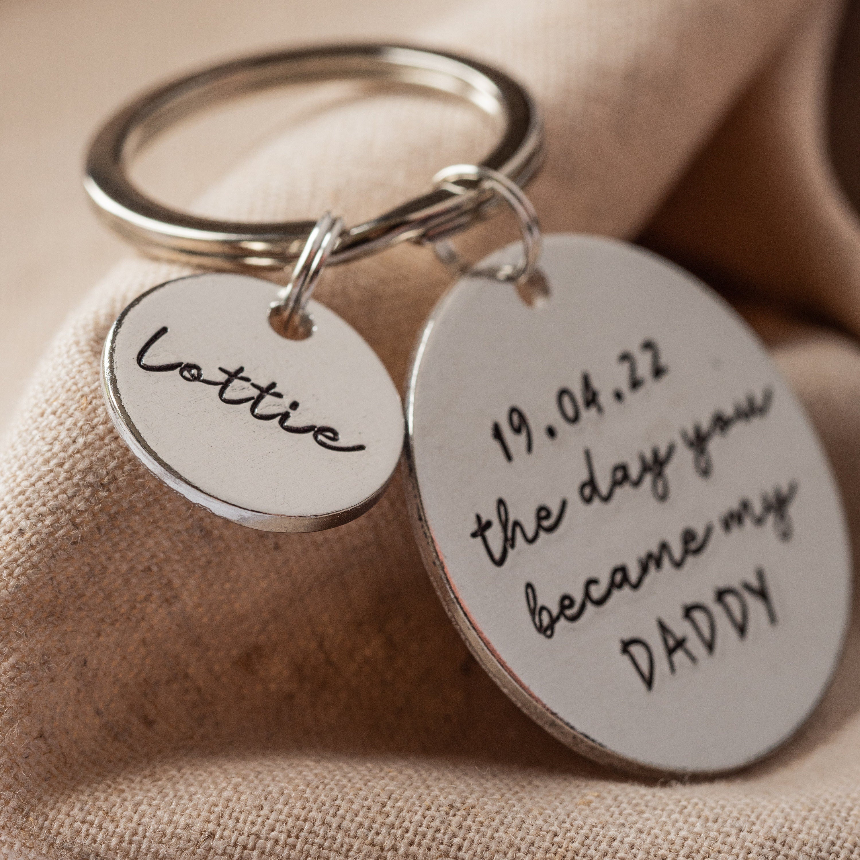 The day you became my Daddy personalised keyring