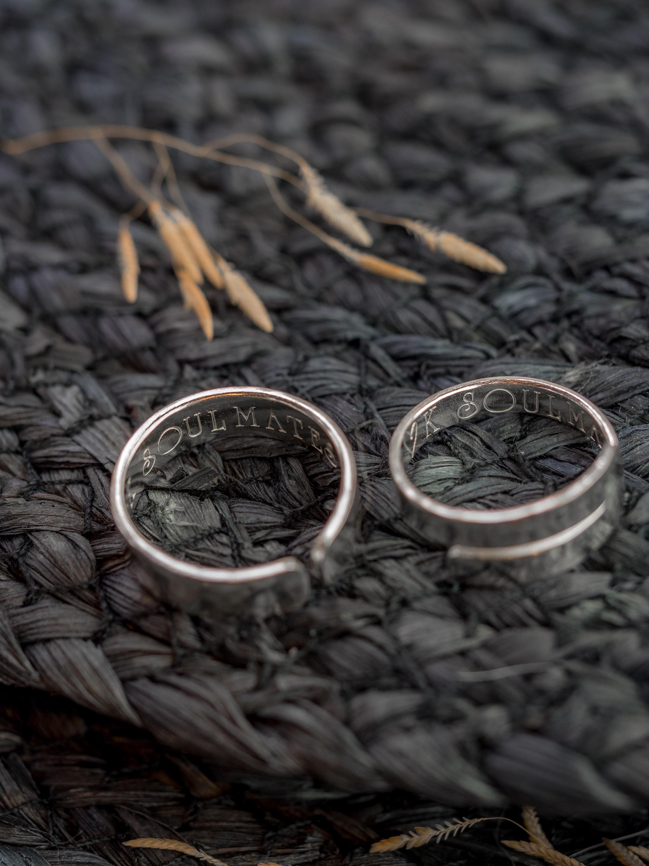 SOULMATES adjustable sterling silver wrap ring SET