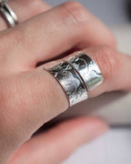 Chunky Floral Design Sterling Silver Adjustable Wrap Ring