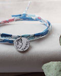 Liberty Of London Bracelet Nanny Nana Grandma Mummy personalised name customised stamped name floral fabric mothers day birthday gift wrap
