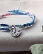 Liberty Of London Bracelet Nanny Nana Grandma Mummy personalised name customised stamped name floral fabric mothers day birthday gift wrap