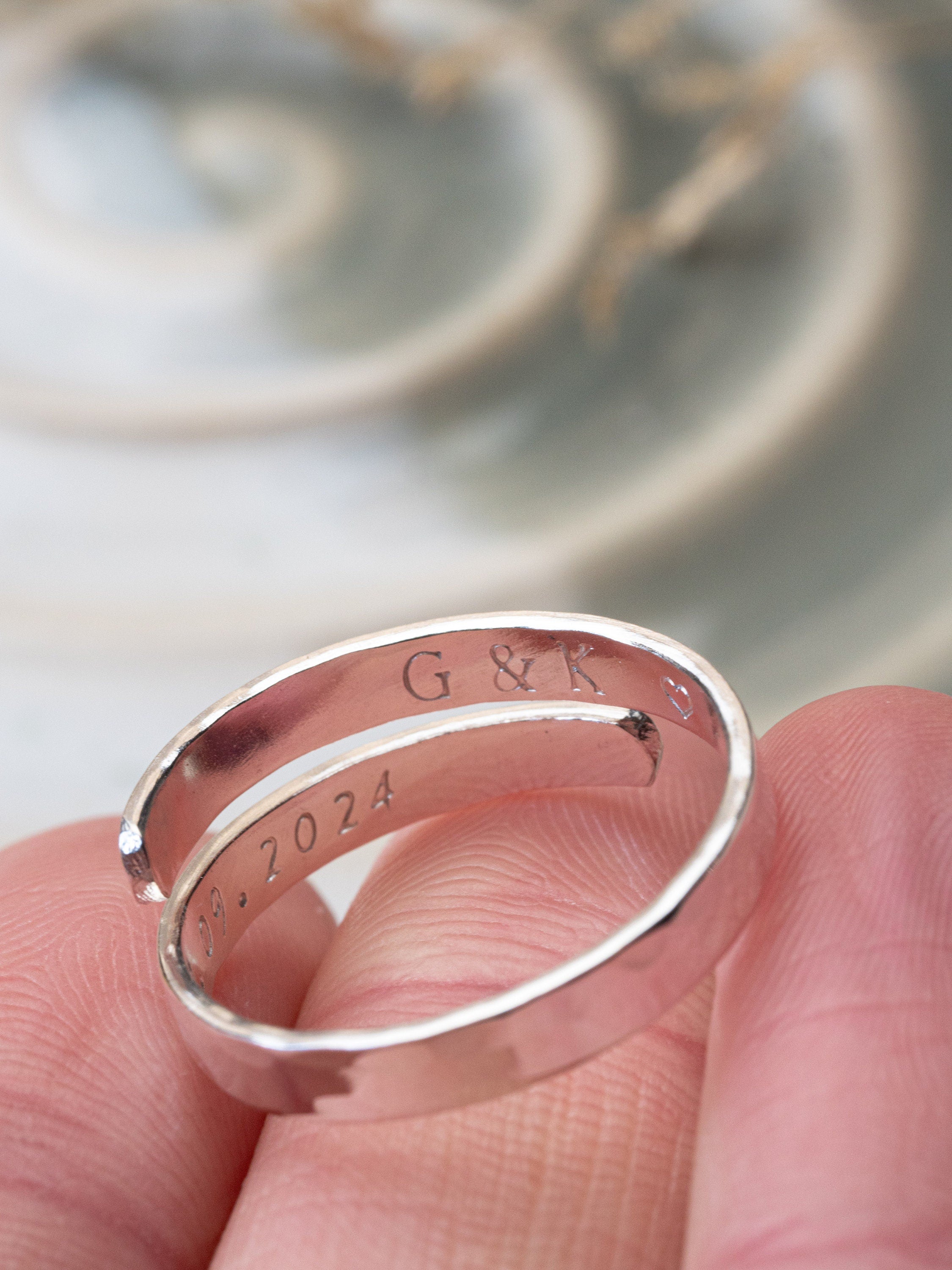 Maid of honour Personalised Sterling Silver adjustable wrap ring