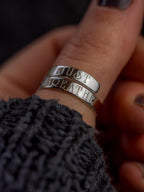 JUST BREATHE adjustable sterling silver wrap ring
