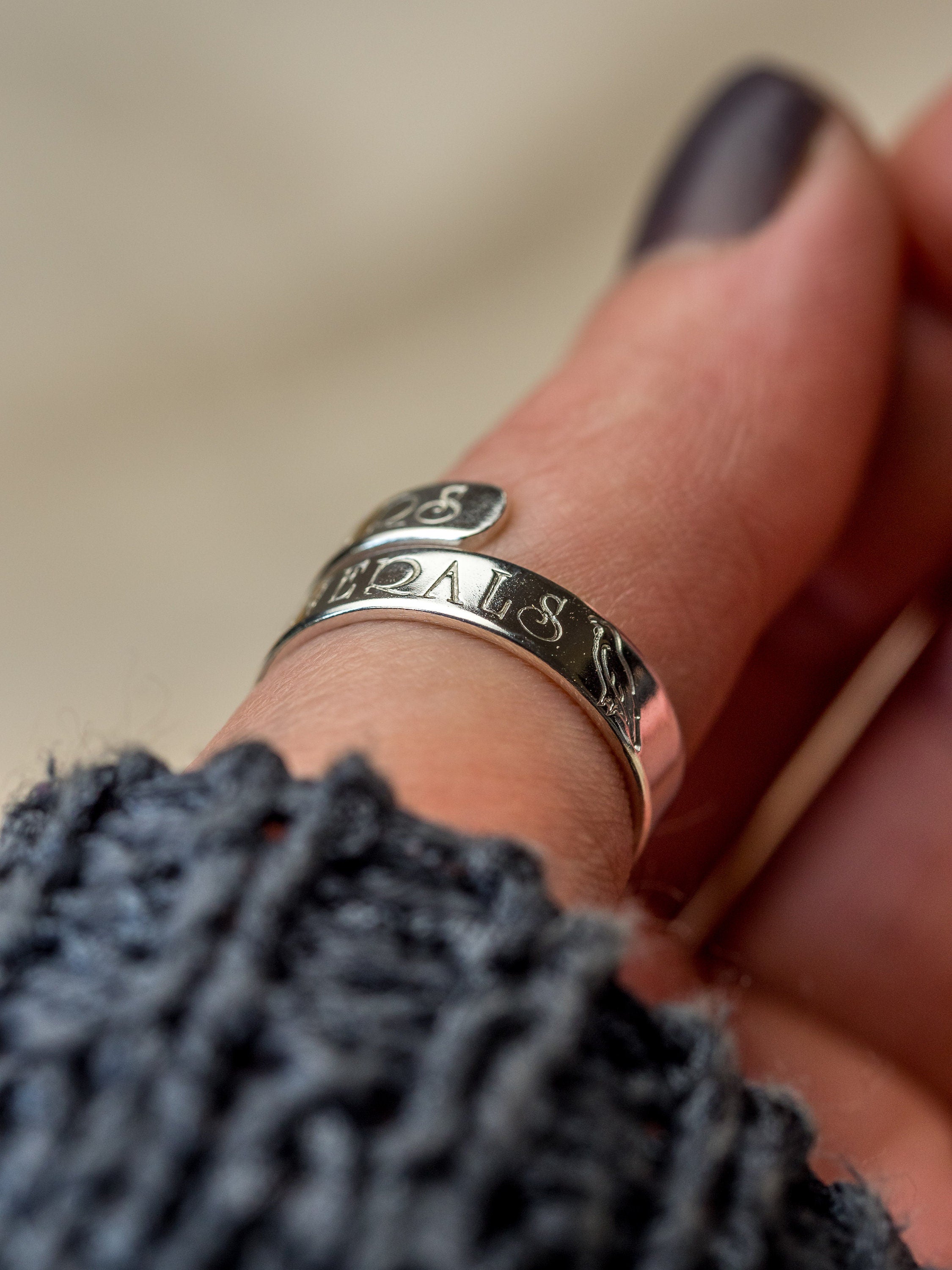 No Mourners No Funerals Sterling Silver Adjustable Wrap Ring