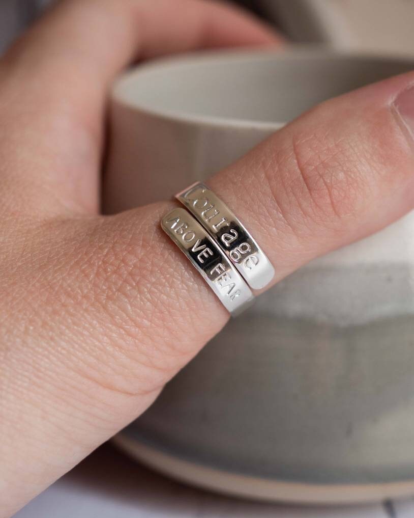 Courage above fear Sterling Silver adjustable wrap ring
