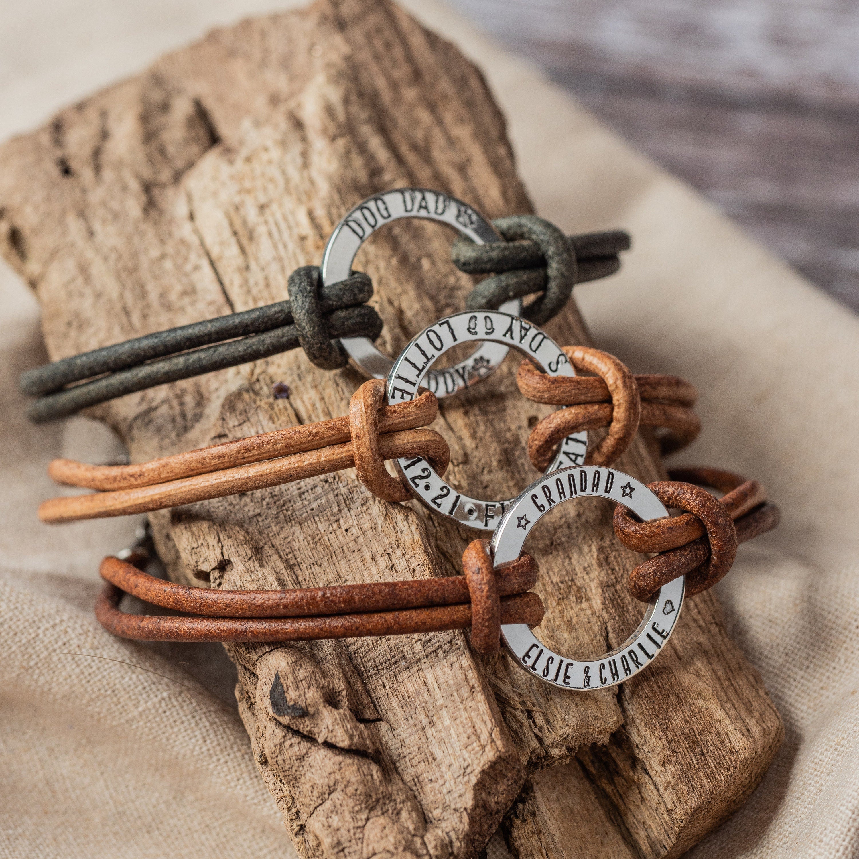 Personalised Mens Real Leather Bracelet