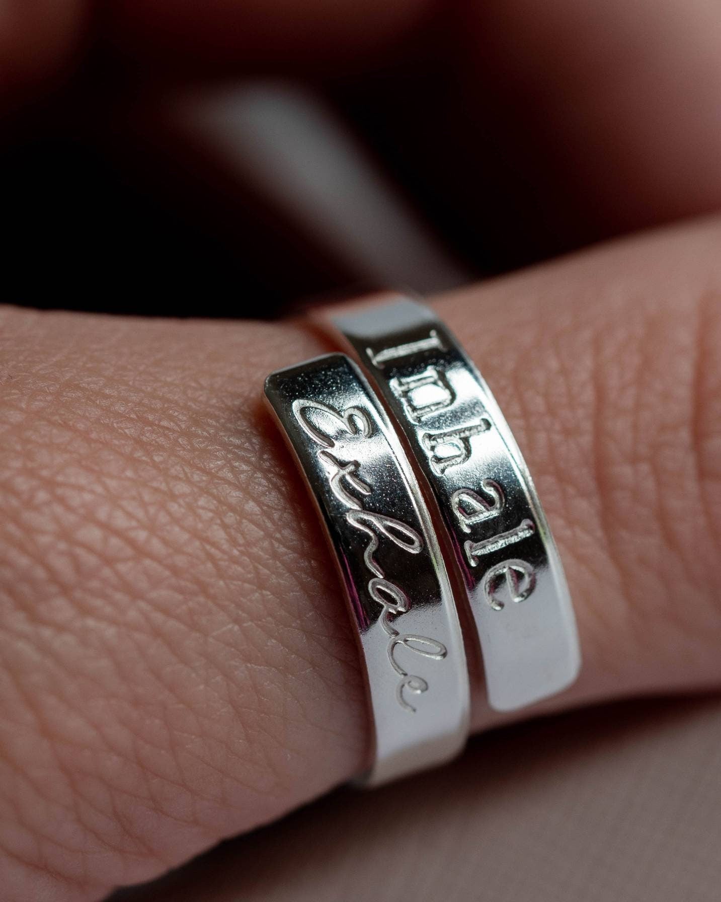 Inhale Exhale Sterling Silver Adjustable Wrap Ring