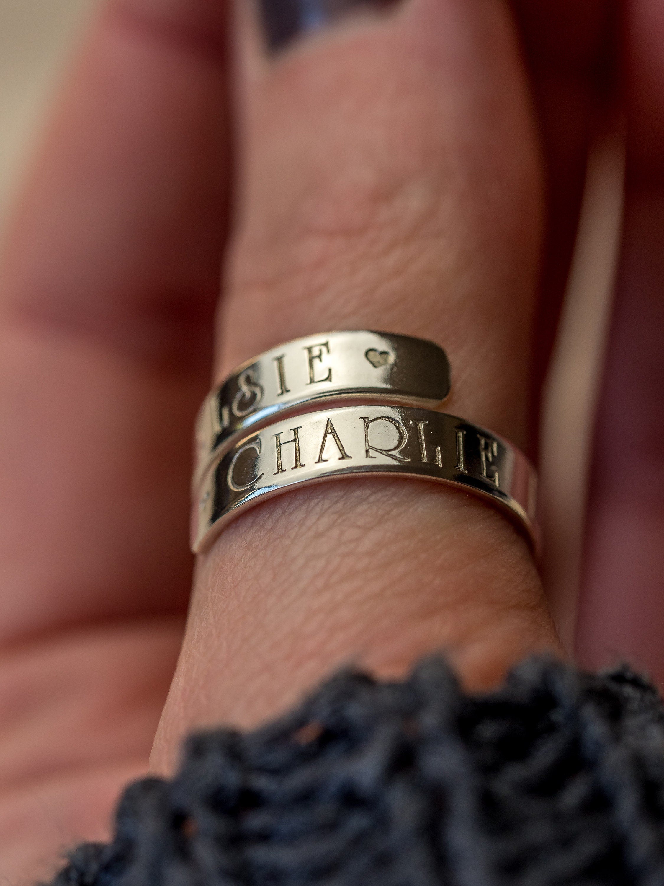 Personalised Sterling Silver Adjustable Wrap Ring