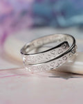 Heart Pattern Secret Message Sterling Silver Adjustable Wrap Ring