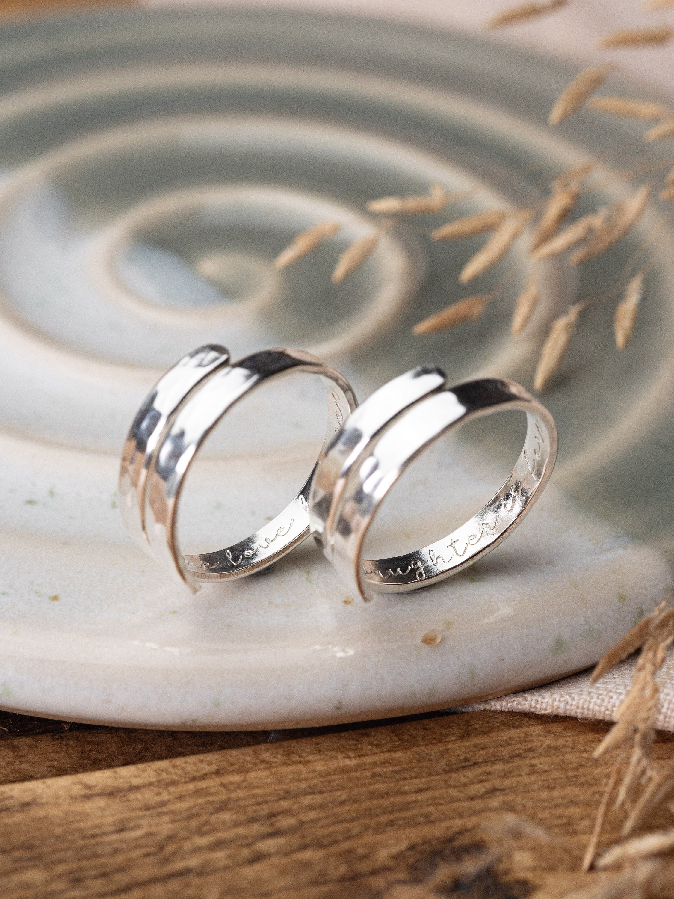 The Love Between Mother & Daughter Sterling Silver Adjustable Wrap Rings set