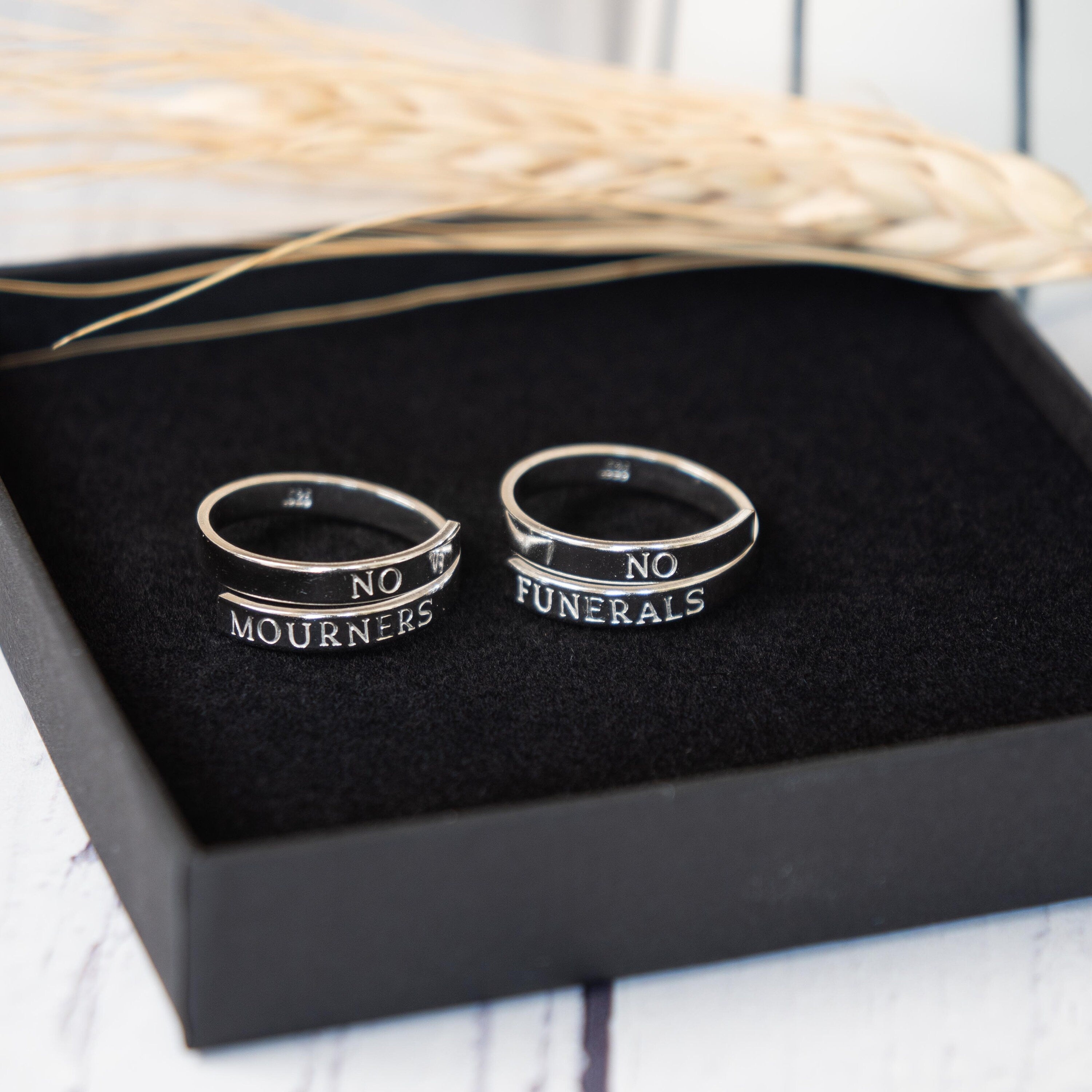 No Mourners No Funerals ring set sterling silver adjustable wrap ring
