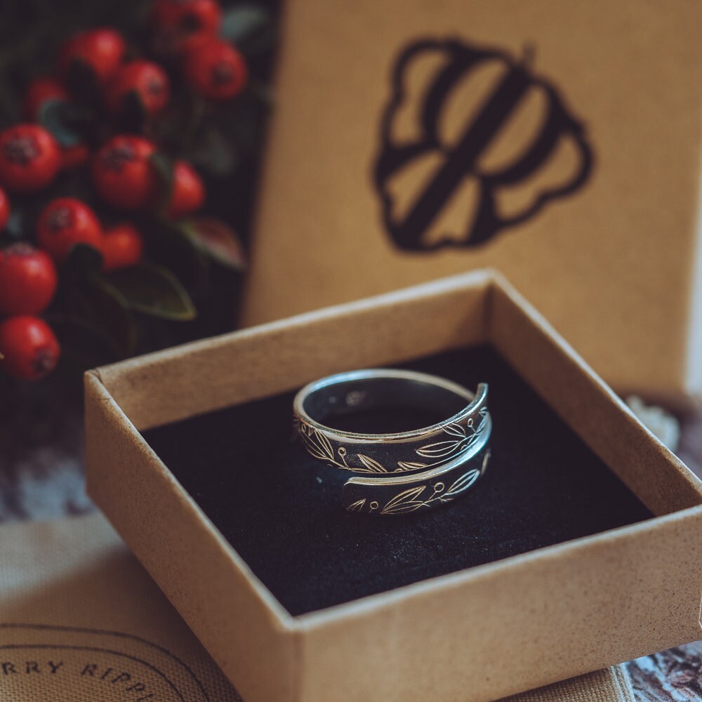 Christmas Personalised Sterling Silver Adjustable Wrap Ring