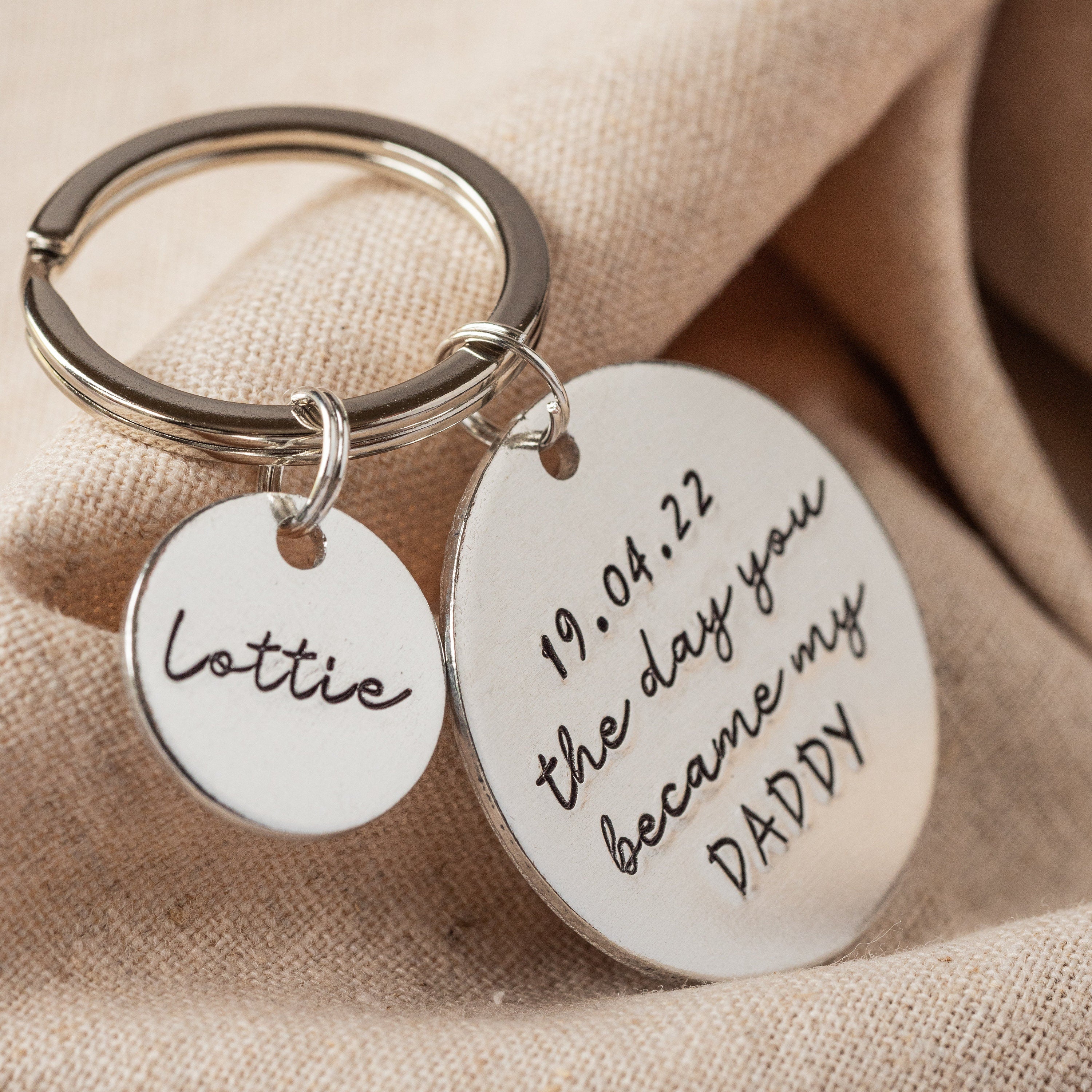 The day you became my Daddy personalised keyring