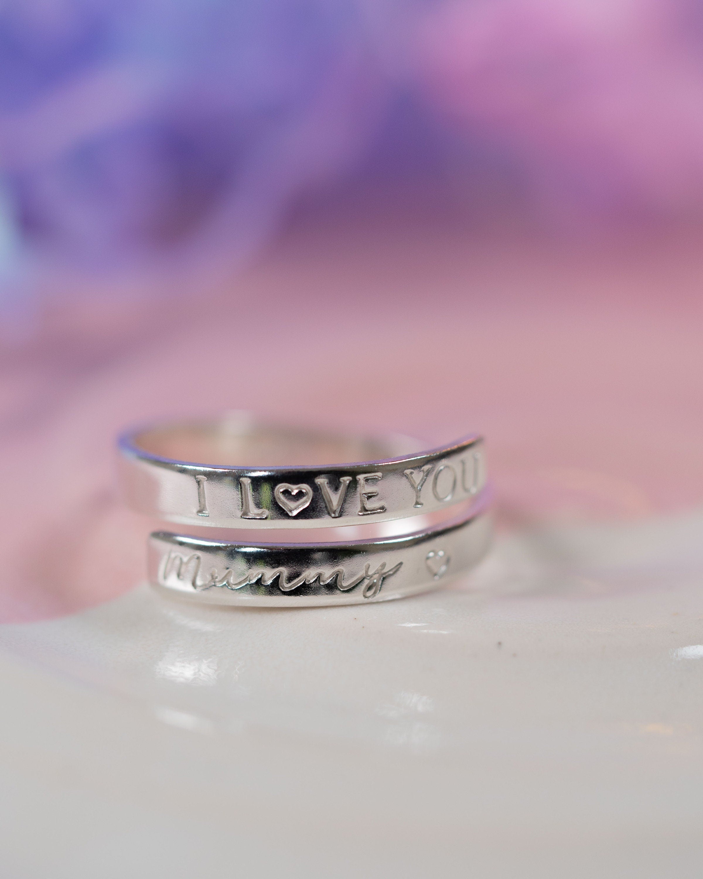 I love you Mummy Sterling Silver adjustable wrap ring