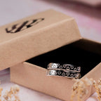 Heart Pattern Secret Message Sterling Silver Adjustable Wrap Ring